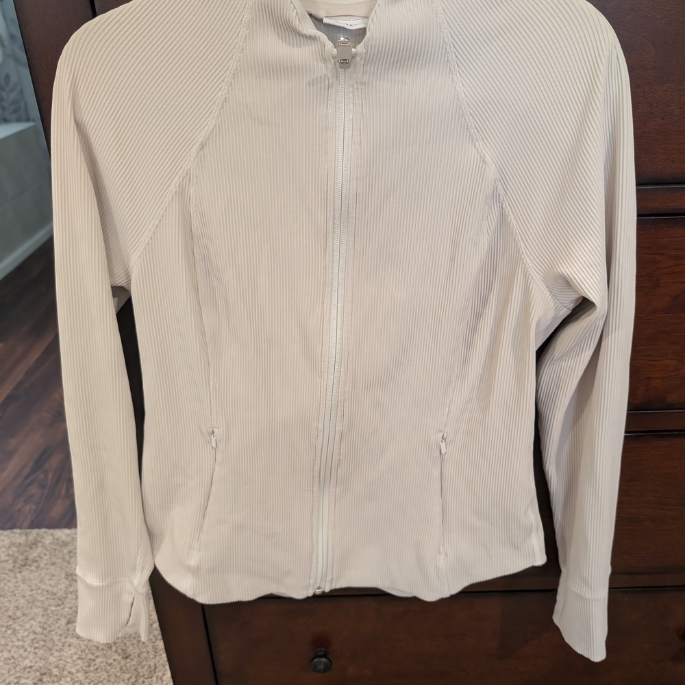 Athleta Ribbed Salutation Cream Jacket Large